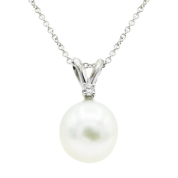 Matheu's Pearls White Gold Freshwater Pearl Diamond Necklace P012013Y-F-18