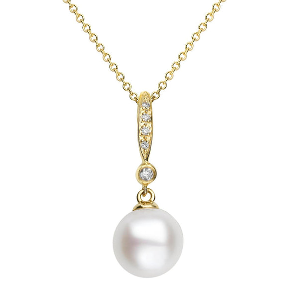 Matheu's Pearls Yellow Gold Freshwater Diamond Drop Necklace P012092Y