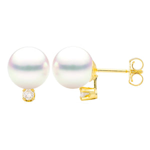 Matheu's Pearls 14k Yellow Gold Cultured Akoya Diamond Studs ESAD1109Y