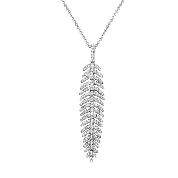 Matheus 14k White Gold Diamond Leaf Necklace AP154667