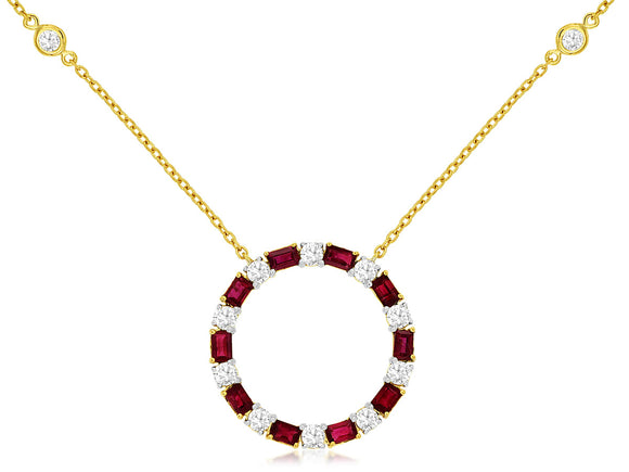 Matheus Ruby and Diamond Circle Necklace C9631RB