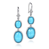 Gabriel & Co 925 Sterling Silver Rock Crystal and Turquoise Fish Wire Drop Earrings