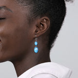 Gabriel & Co 925 Sterling Silver Rock Crystal and Turquoise Fish Wire Drop Earrings