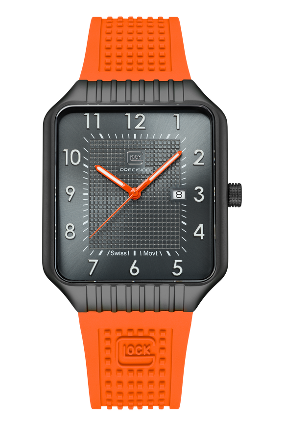 Glock Watches GunMetal Finish Square Face Orange Band GW-2-1-24