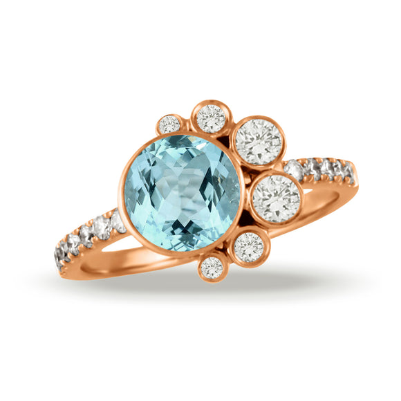 Doves by Doran Paloma Blue Topaz Diamond Rose Moon & Sun Ring LB252BT