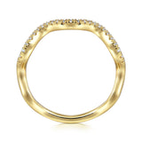 Gabriel & Co 14K Yellow Gold Diamond Wave Stackable Ladies Ring