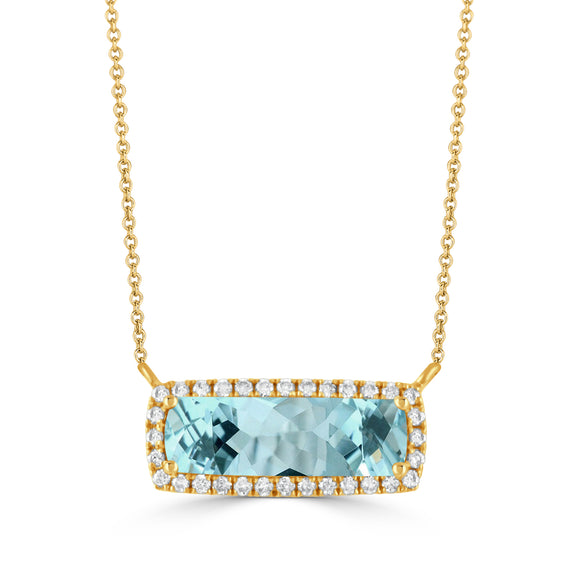 Doves by Doron Paloma Blue Topaz Bar Diamond Necklace N8414BT-Y