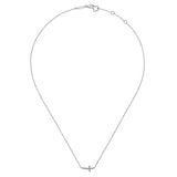 Gabriel & Co 14K White Gold Sideways Curved Diamond Cross Necklace