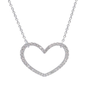 Matheus 14k White Gold Open Heart Diamond Necklace AP154056B