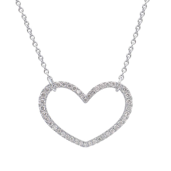 Matheus 14k White Gold Open Heart Diamond Necklace AP154056B