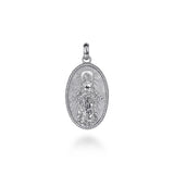 Oval 925 Sterling Silver Virgin Mary Pendant with Twisted Rope Frame
