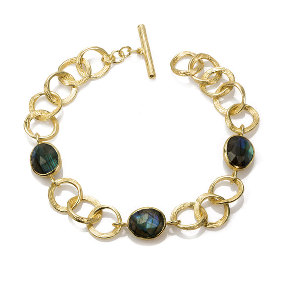 Jorge Revilla Labradorite Open Link Gold Bracelet PU129-17/LO