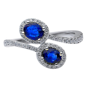 Matheu's 14k White Gold Double Sapphire Diamond Ring ASR153827