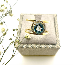 Doron Paloma Blue Topaz Diamond Ring LB753BT