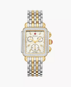 Michele Deco Two Tone 18k Gold Diamond Watch MWW06A000776