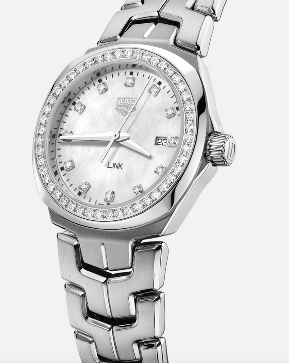 In Store Purchase Only. Ladies Tag Heuer Link Quartz Diamond Mop Dial WBC1316.BA0600