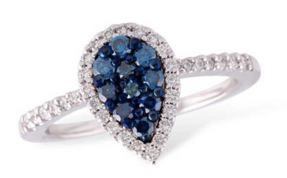Allison Kaufman Pear Cluster Blue Diamond Ring D5445