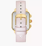 Michele Deco Sport Chronograph 18K Gold-Plated Pink Leather Watch MWW06K000068