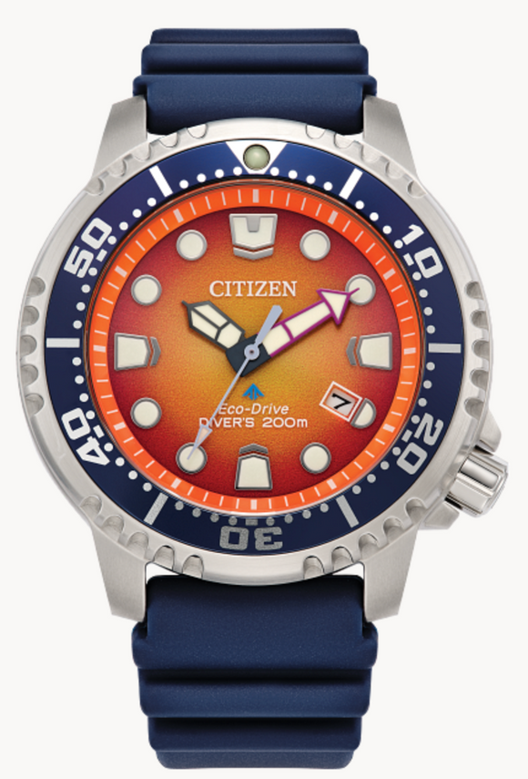 Citizen Promaster Dive Orange Dial Blue Band BN0169-03X