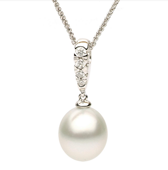 Matheu's Pearls 14k White Gold South Sea Pearl Diamond Necklace P012116