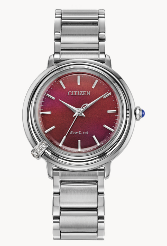 Citizen Ladies L Arcly Red Dial Stainless Steel EM1091-67X