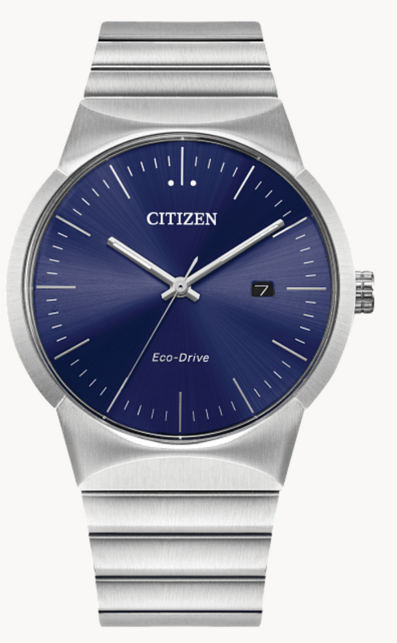 Citizen Mens Axiom Blue Dial Stainless Steel BM7580-51L