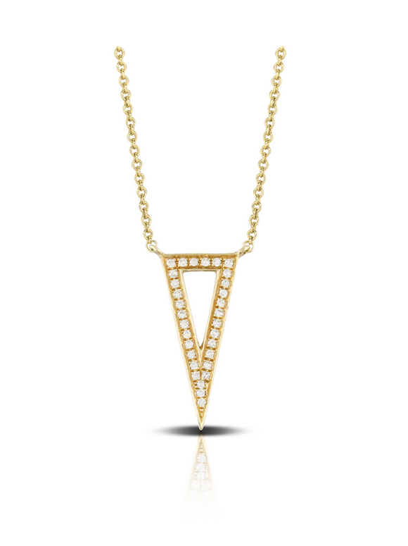 Doves by Doron Paloma Doves Deco Diamond 14K Yellow Gold Diamond Triangle Necklace N6771-1