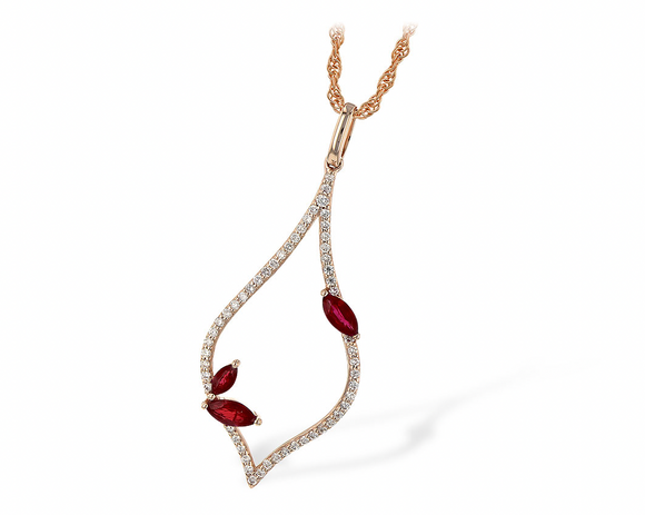 Allison Kaufman 14KT Gold Ruby Diamond Necklace N8057