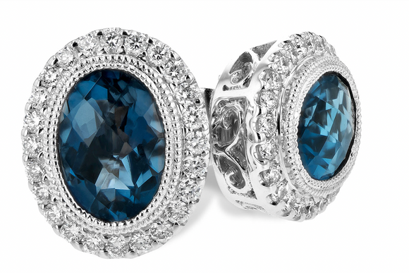 Allison Kaufman 14KT Gold London Blue Topaz & Diamond Earrings E1913