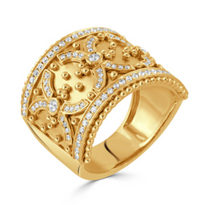 Doves by Doron Paloma Byzantine 18k Yellow Gold Diamond Ring R4813