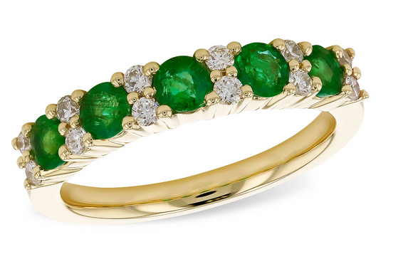 Allison Kaufman Emerald and Diamond Yellow Gold Ring WR835-1
