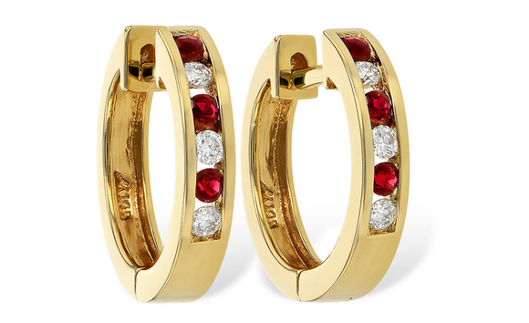 Allison Kaufman Ruby and Diamond Yellow Gold Earrings ER102-1/4