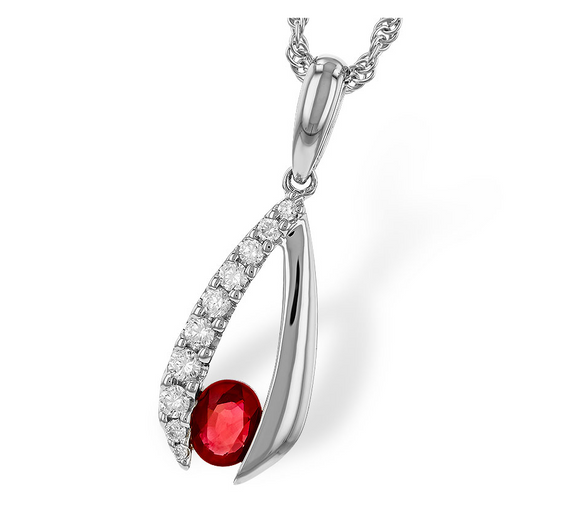 Allison Kaufman White Gold Diamond and Ruby Necklace N8683