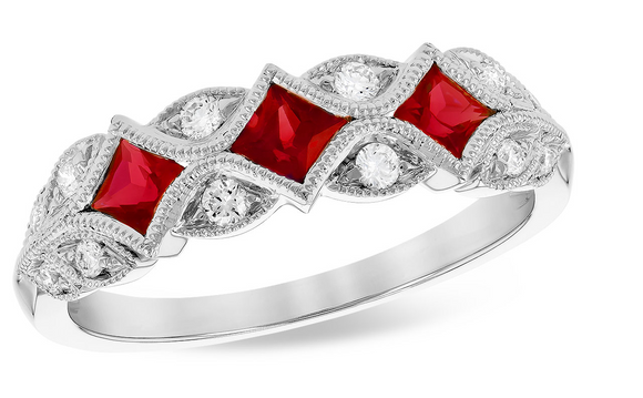 Allison Kaufman Ruby and Diamond Band W2434