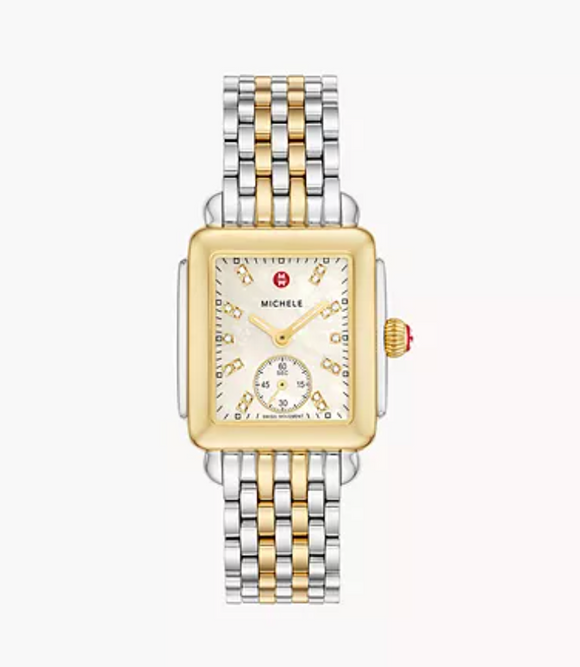 Michele Deco Mid Two-Tone 18K Gold-Plated Diamond Dial Watch MWW06V000042