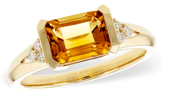 Allison Kaufman Yellow Gold Citrine Ring D6054