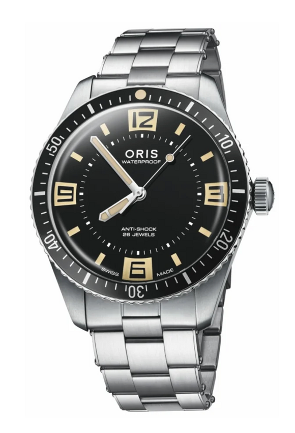 Oris Divers 60th Anniversary Limited Edition Black Dial Stainless Steel Men's Watch 01 733 7772 4034-SET