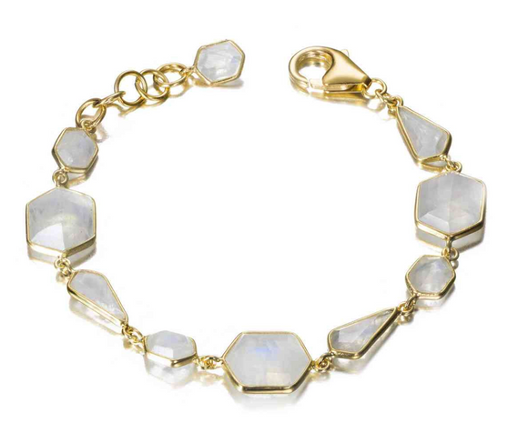 Jorge Revilla RAINBOW MOONSTONE bracelet sterling silver/gold PU129-1524/ESO