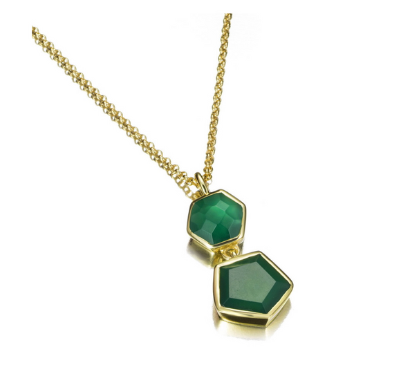 Jorge Revilla Geometric Green Onyx Pendant Necklace CG129-783/OVO