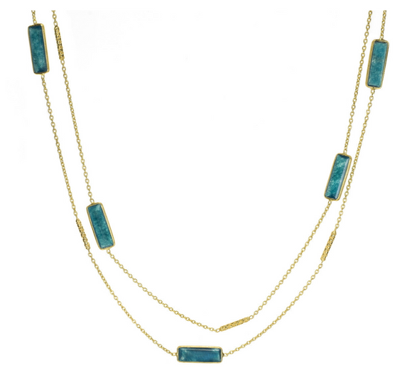 Jorge Revilla Long necklace with apatite in sterling silver plated with 18k gold vermeil CL129-1367/APO