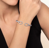 Gabriel & Co 925 Sterling Silver Bujukan and White Sapphire Open Bangle Bracelet
