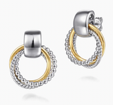 Gabriel & Co 14K Yellow Gold and 925 Sterling Silver Bujukan Interlocking Circle Door Knocker Stud Earrings