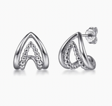 Gabriel & Co 925 Sterling Silver Bujukan Chervon J Hoop Earrings