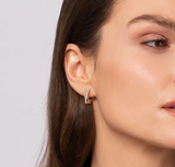 Gabriel & Co 14K White Yellow Gold Bujukan and Diamond Criss Cross J Hoop Earrings