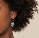 Gabriel & Co 14K Yellow Gold and 925 Sterling Silver Bujukan Pear Blue Topaz Leverback Drop Earrings