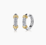 Gabriel & Co 14K Yellow Gold and 925 Sterling Silver Bujukan White Sapphire Huggie Earrings