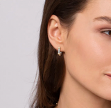 Gabriel & Co 14K Yellow Gold and 925 Sterling Silver Bujukan White Sapphire Huggie Earrings