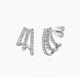 Gabriel & Co 14K White Gold Diamond Stacked J Hoop Earrings