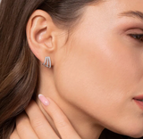 Gabriel & Co 14K White Gold Diamond Stacked J Hoop Earrings