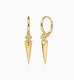 Gabriel & Co 14K Yellow Gold Bujukan Clover and Triangle Pyramid Leverback Drop Earrings